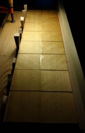 wood samples joined together with different ratios of hide glue